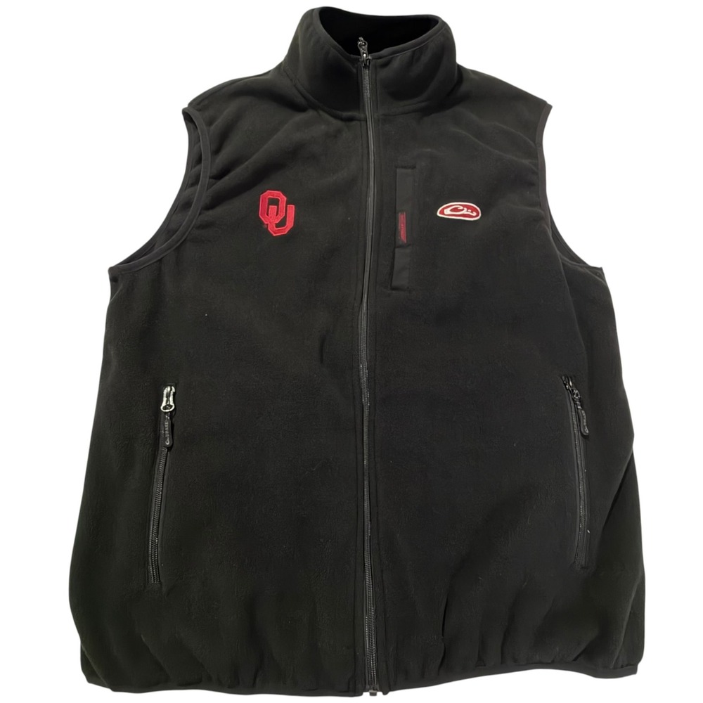 Drake Clothing Company Mens Oklahoma Sooners Fleece Vest Black Full Zip Size M
